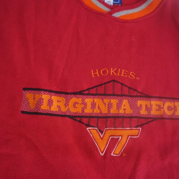 Vintage Starter Virginia Tech Hokies Red Orange Cotton Varsity Crewneck Sweater - Picture 8 of 11